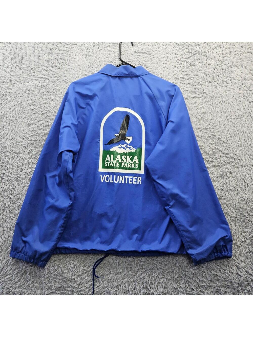 Vintage 90's Alaska State Parks Windbreaker Jacket Cardinal Made in USA Snap